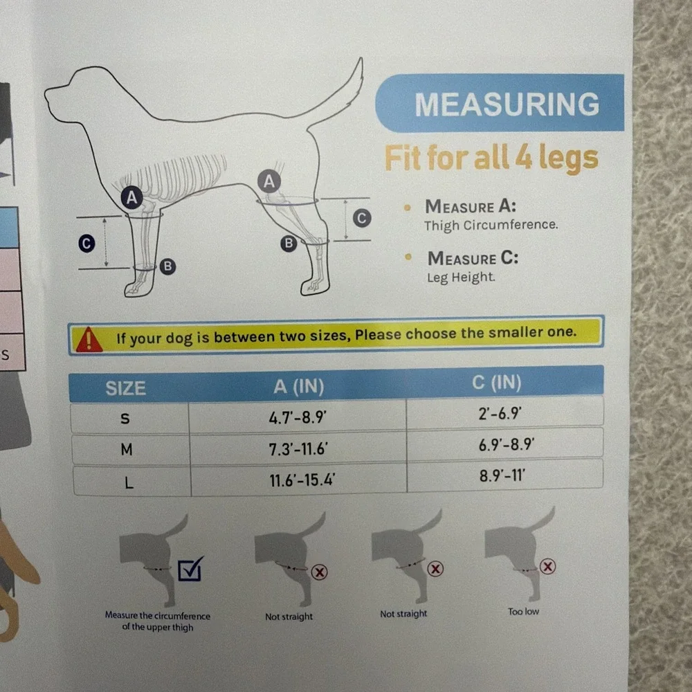 Dog Knee Brace Medium Hind‎ Rear Leg Adjustable ACL Support for Injury Arthritis